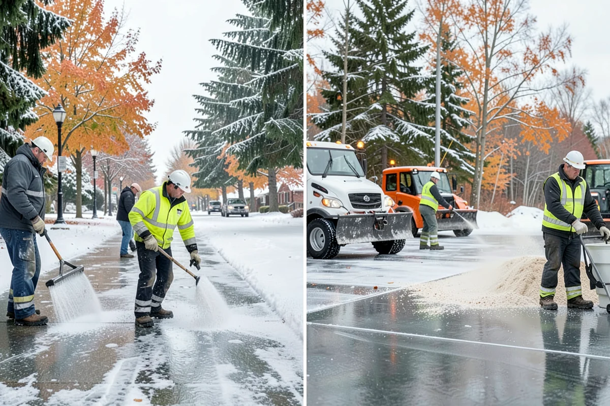 Parking Lot Snow Relocation in Enumclaw, King County, WA - We designate stacking corners during the pre-season walk