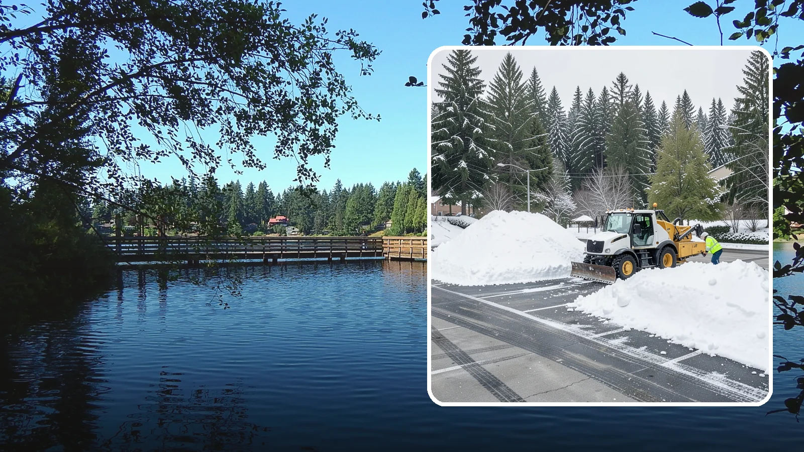 Parking Lot Snow Relocation in Federal Way, King County, WA - We reposition plowed snow into out-of-the-way piles so your lot stays open and safe.