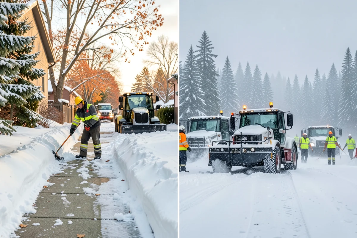 Parking Lot Snow Relocation in Federal Way, King County, WA - We designate stacking corners during the pre-season walk