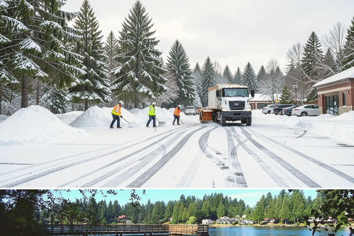 Parking Lot Snow Relocation in Federal Way, King County, WA - Relocation runs throughout the snow season whenever storms fill your primary piles.