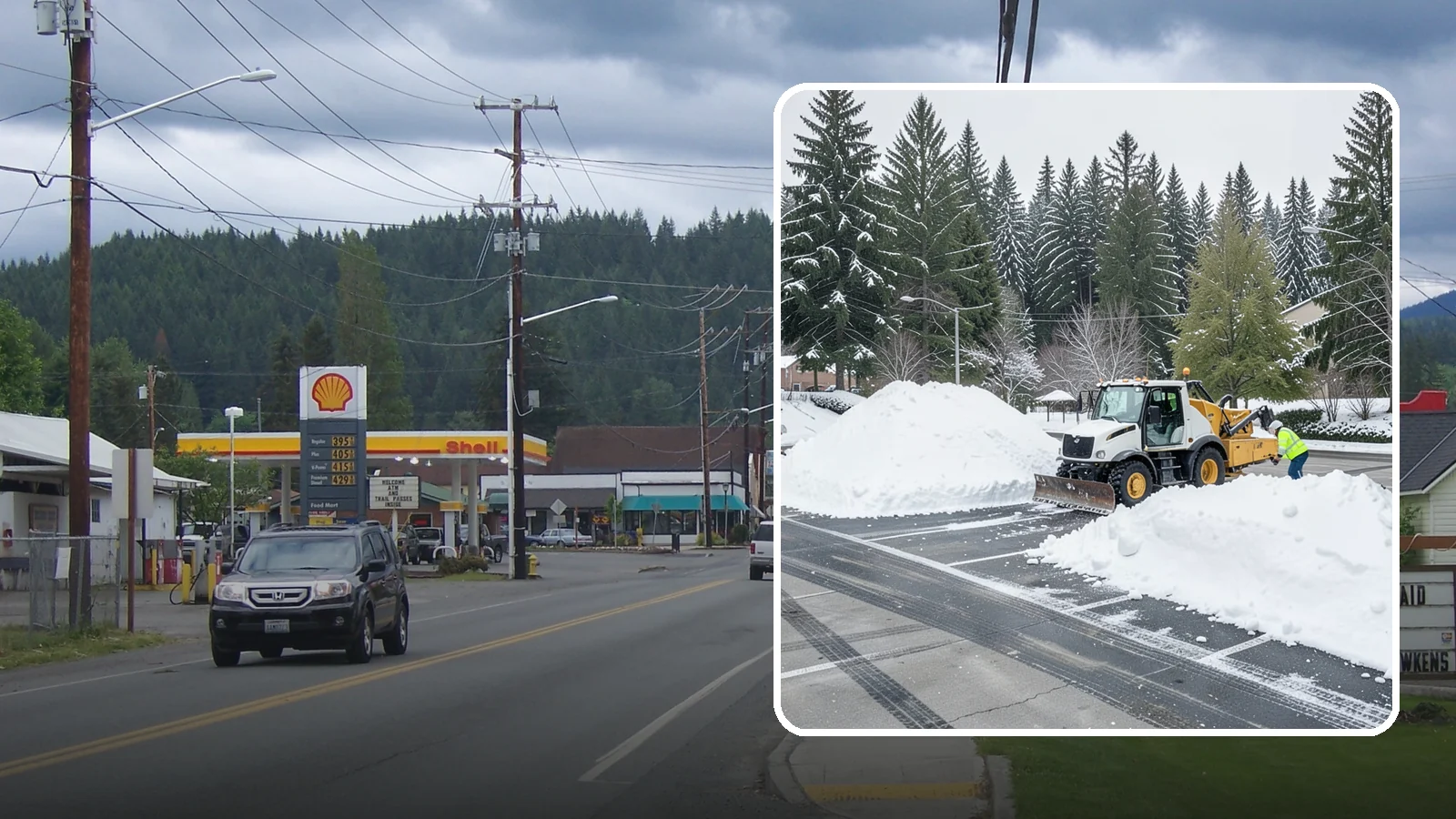 Parking Lot Snow Relocation in Granite Falls, Snohomish County, WA - We reposition plowed snow into out-of-the-way piles so your lot stays open and safe.