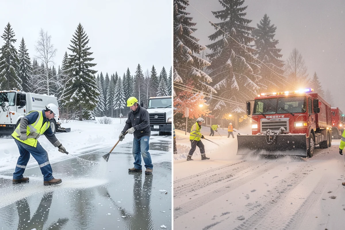 Parking Lot Snow Relocation in Hamilton, Skagit County, WA - We designate stacking corners during the pre-season walk