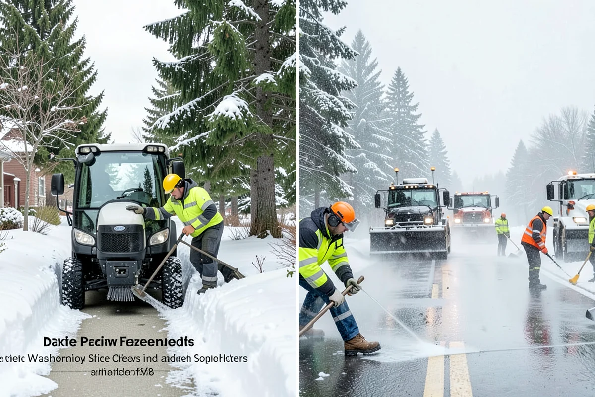 Parking Lot Snow Relocation in Kenmore, King County, WA - We designate stacking corners during the pre-season walk