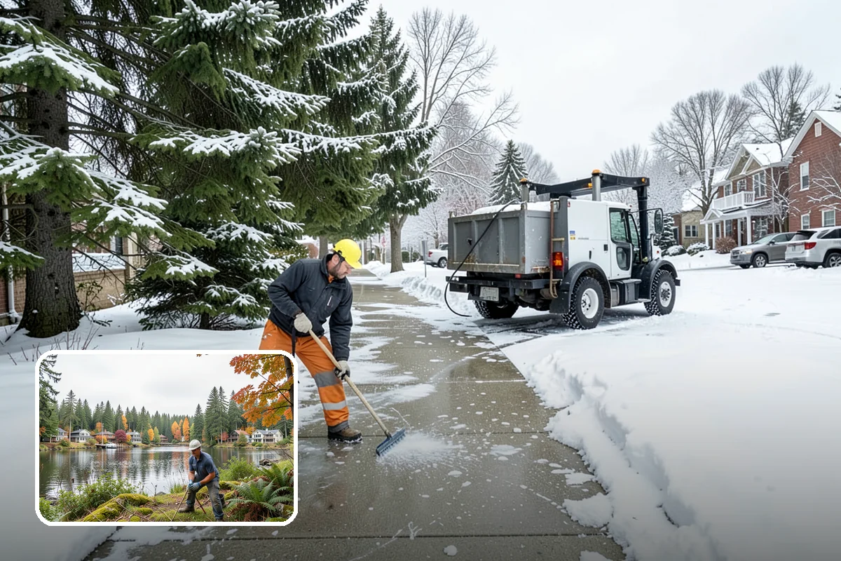 Parking Lot Snow Relocation in La Conner, Skagit County, WA - Keeps stalls and aisles open