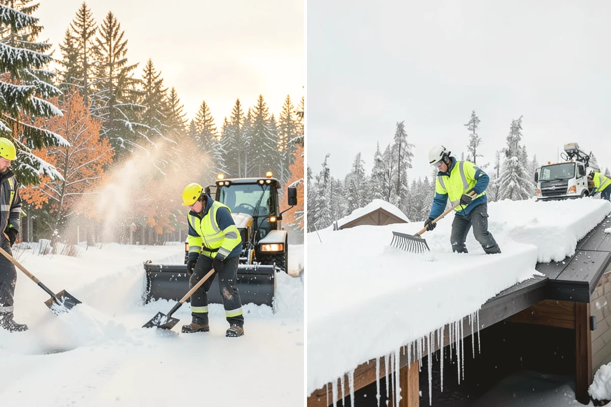 Parking Lot Snow Relocation in La Conner, Skagit County, WA - We designate stacking corners during the pre-season walk