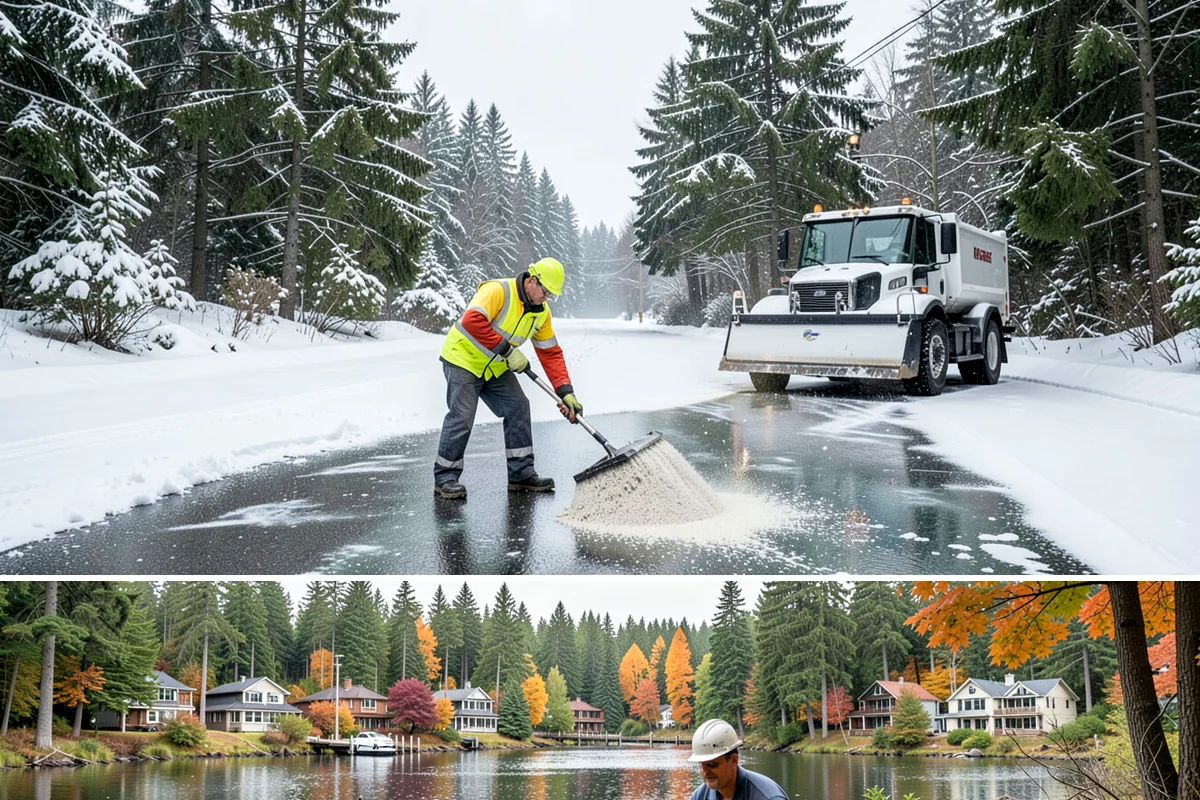 Parking Lot Snow Relocation in La Conner, Skagit County, WA - Relocation runs throughout the snow season whenever storms fill your primary piles.