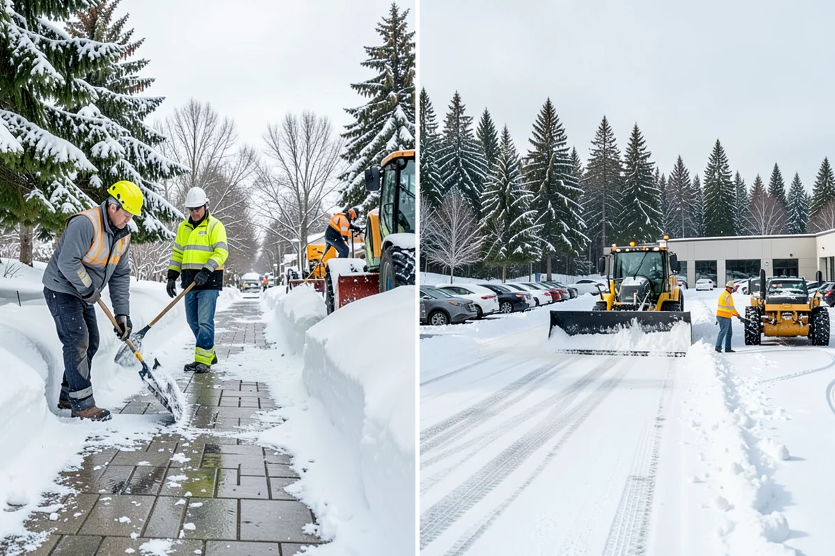 Parking Lot Snow Relocation in Lake Forest Park, King County, WA - We designate stacking corners during the pre-season walk