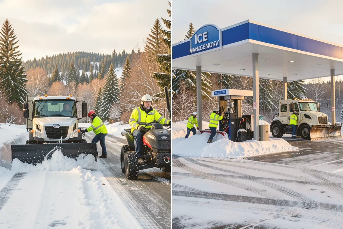 Parking Lot Snow Relocation in Langley, Island County, WA - We designate stacking corners during the pre-season walk