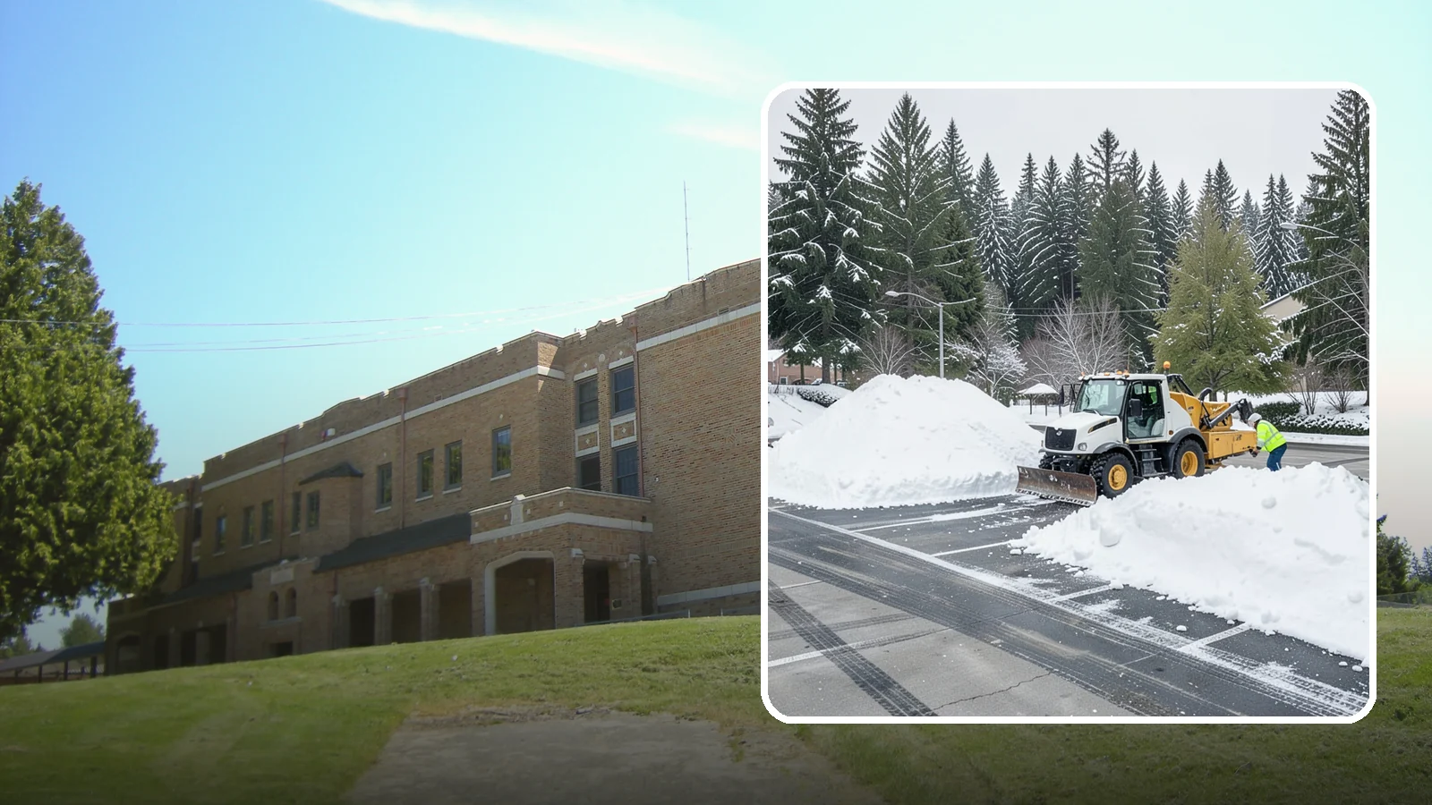 Parking Lot Snow Relocation in Maple Valley, King County, WA - We reposition plowed snow into out-of-the-way piles so your lot stays open and safe.