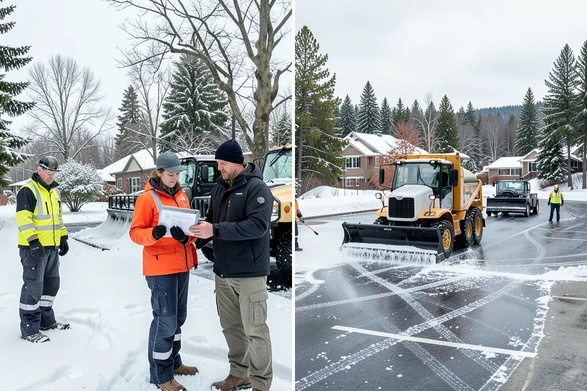 Parking Lot Snow Relocation in Maple Valley, King County, WA - We designate stacking corners during the pre-season walk