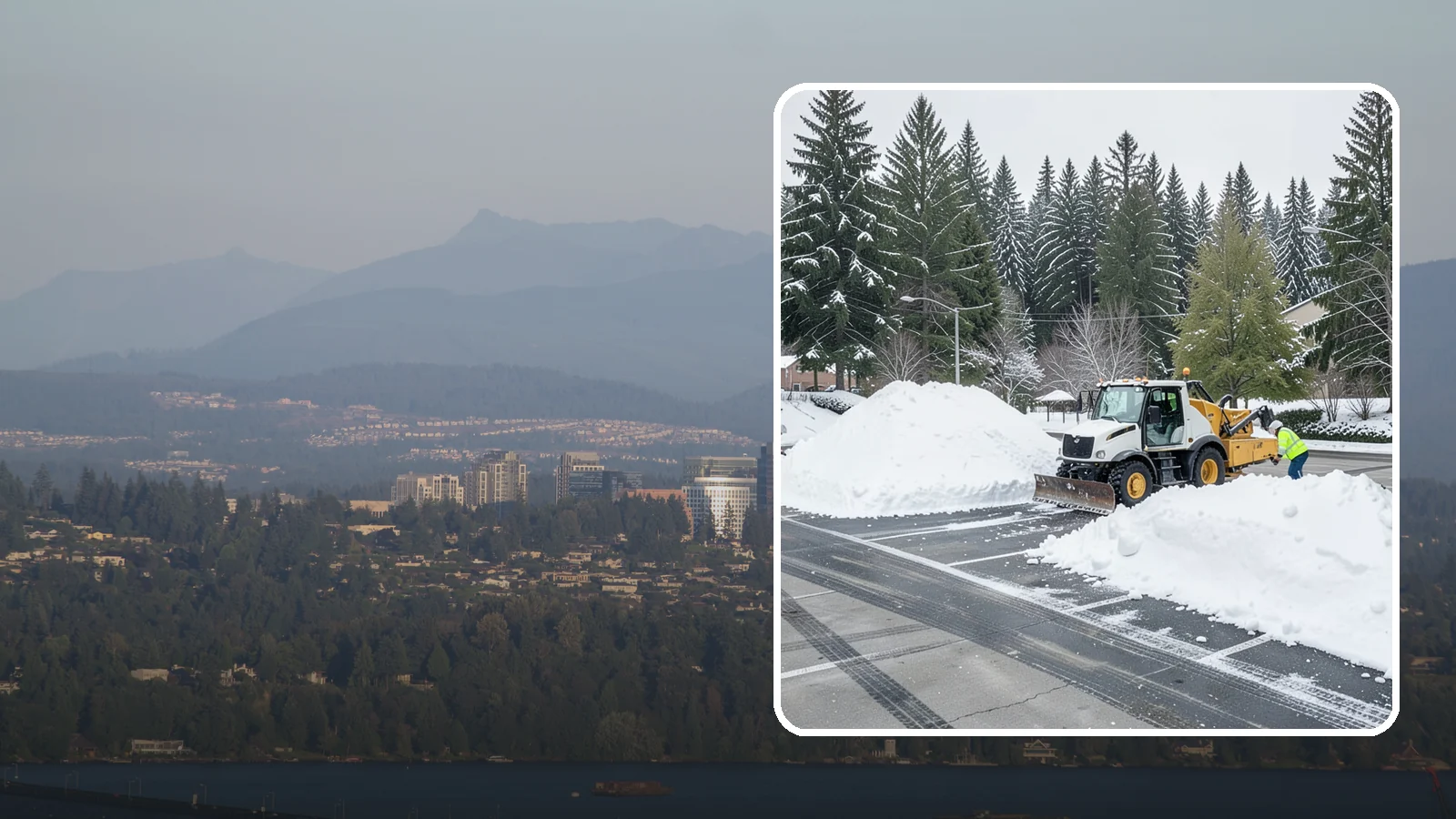 Parking Lot Snow Relocation in Medina, King County, WA - We reposition plowed snow into out-of-the-way piles so your lot stays open and safe.