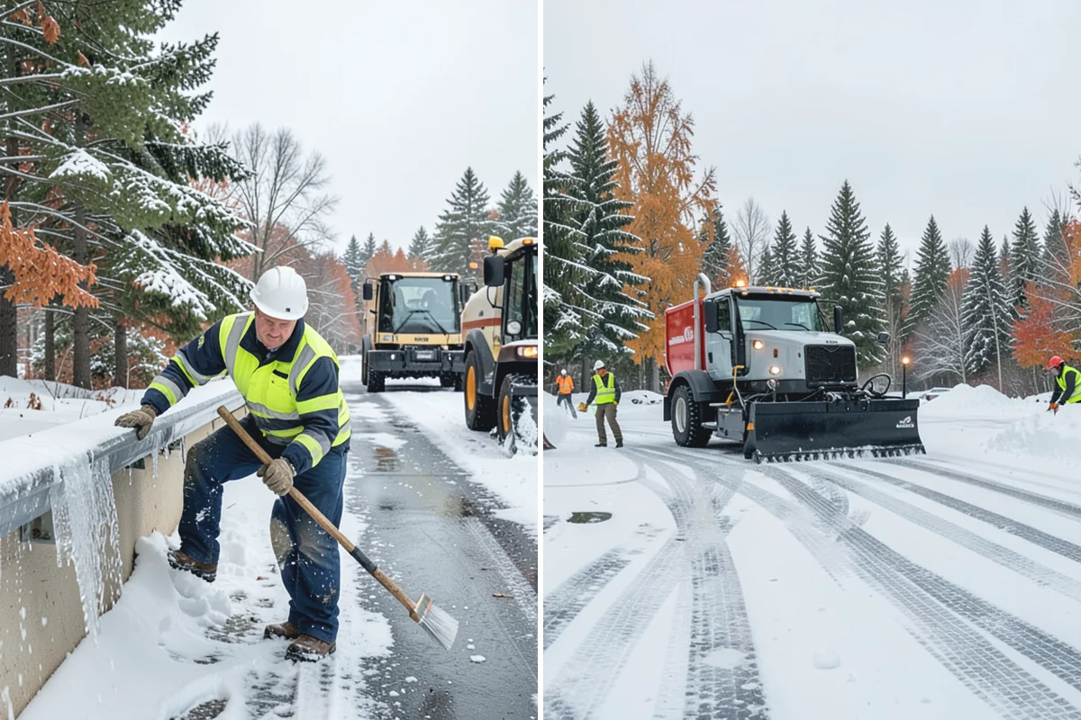 Parking Lot Snow Relocation in Medina, King County, WA - We designate stacking corners during the pre-season walk