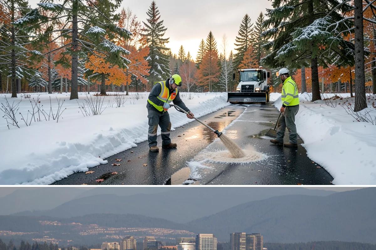 Parking Lot Snow Relocation in Medina, King County, WA - Relocation runs throughout the snow season whenever storms fill your primary piles.