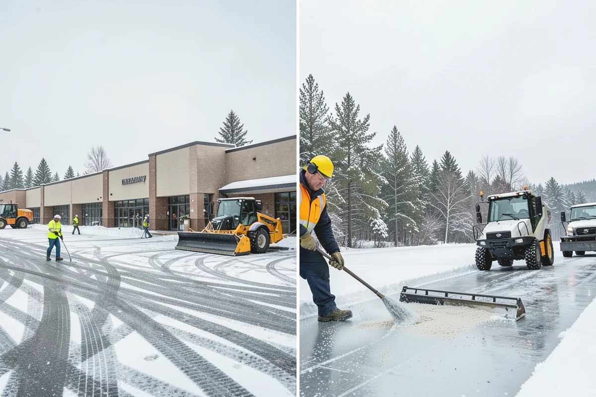 Parking Lot Snow Relocation in Mercer Island, King County, WA - We designate stacking corners during the pre-season walk