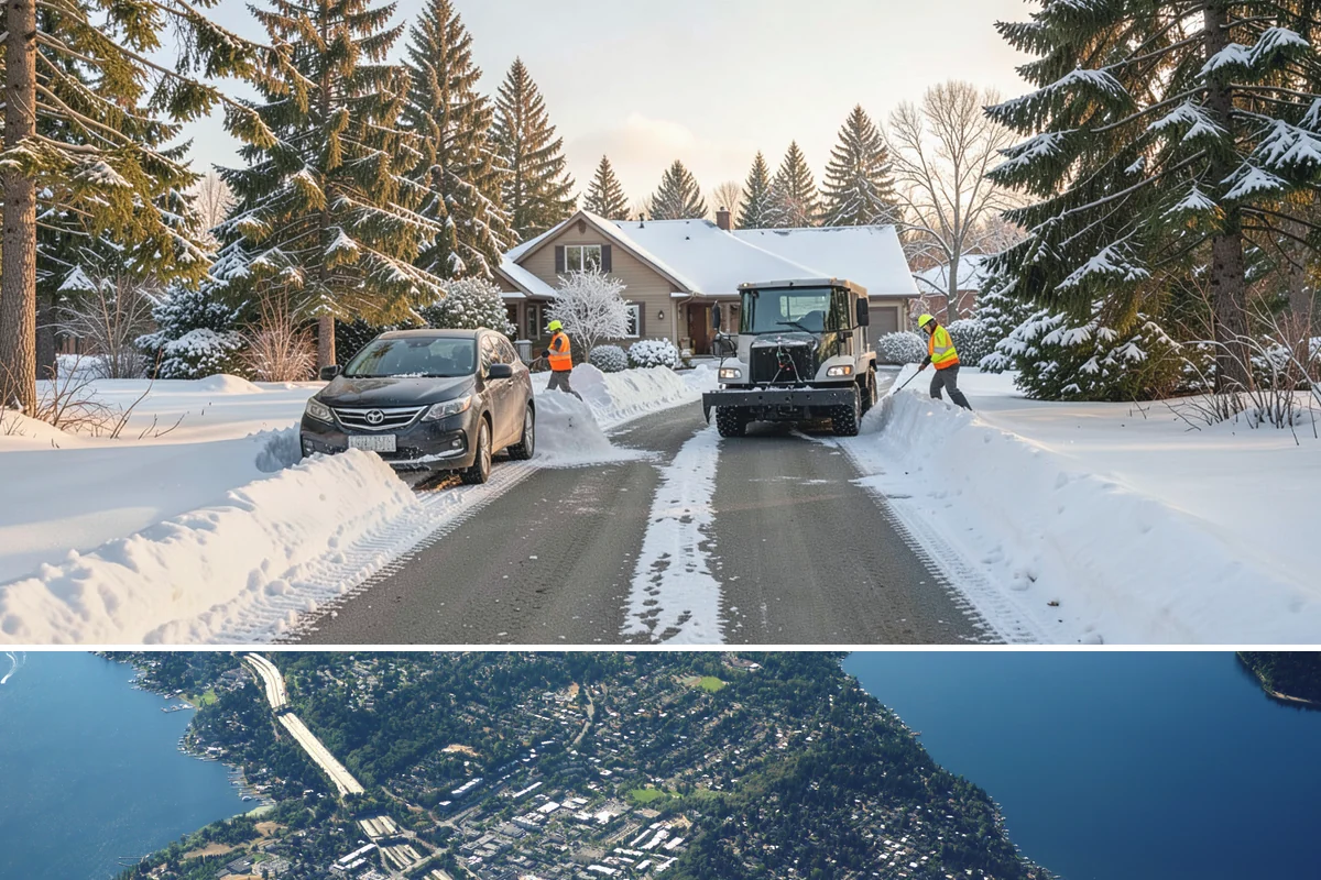 Parking Lot Snow Relocation in Mercer Island, King County, WA - Relocation runs throughout the snow season whenever storms fill your primary piles.