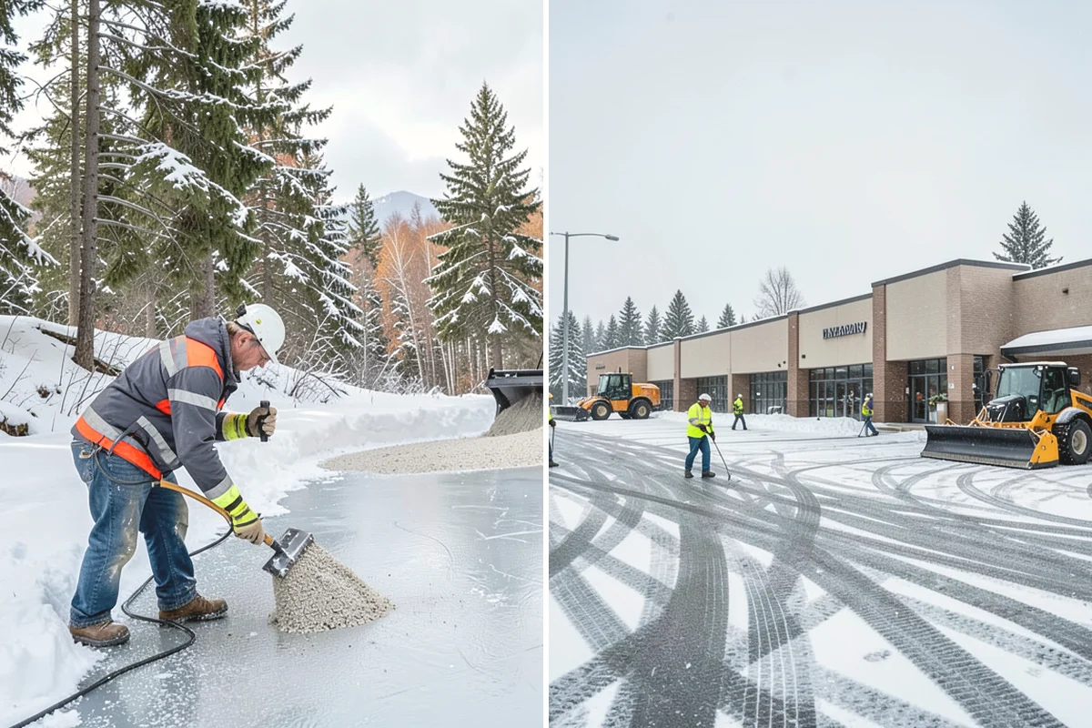 Parking Lot Snow Relocation in Mill Creek, Snohomish County, WA - We designate stacking corners during the pre-season walk
