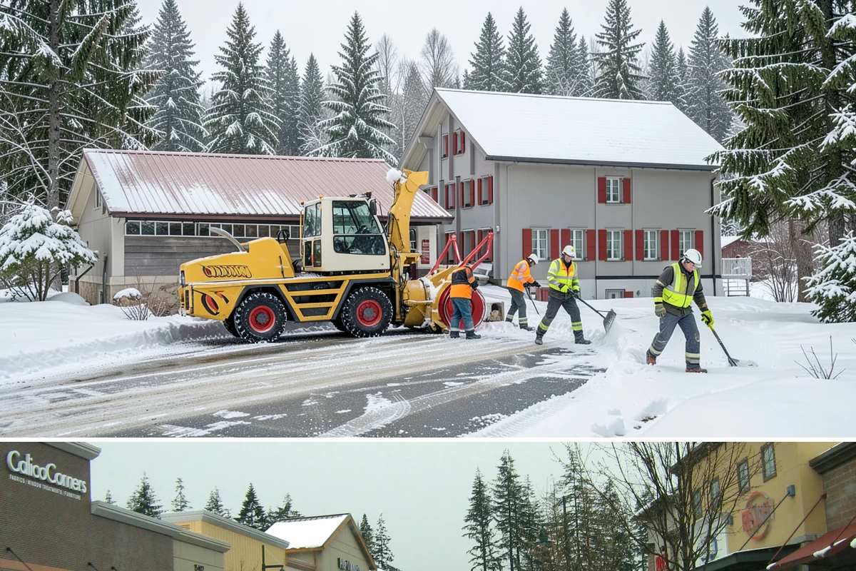 Parking Lot Snow Relocation in Mill Creek, Snohomish County, WA - Relocation runs throughout the snow season whenever storms fill your primary piles.