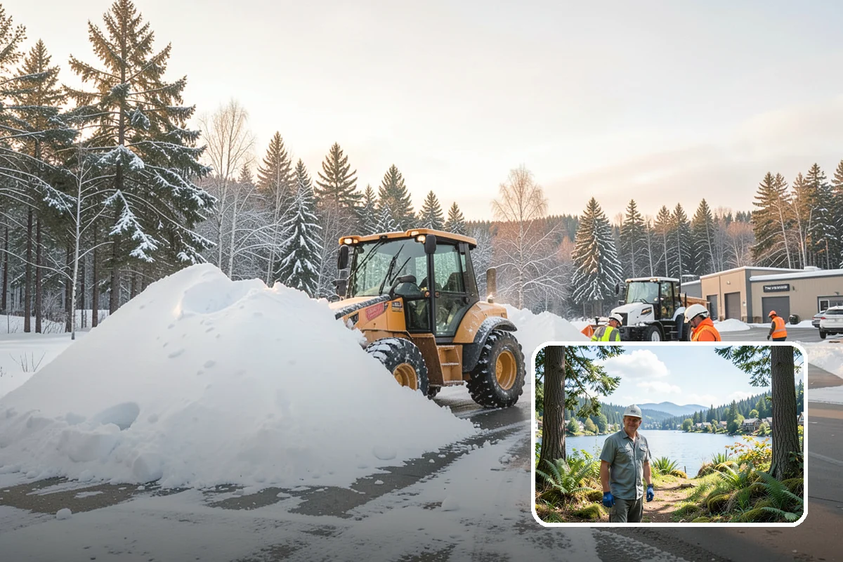 Parking Lot Snow Relocation in Milton, King County, WA - Keeps stalls and aisles open