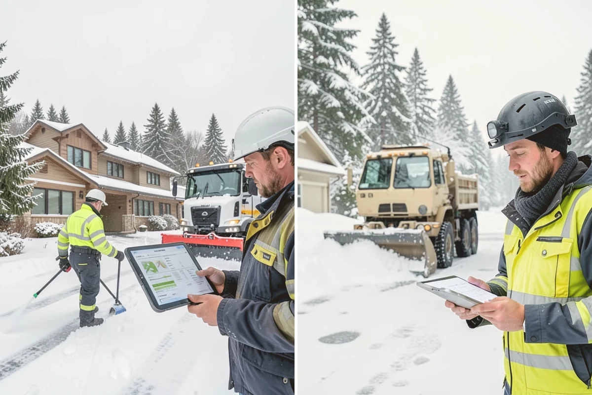 Parking Lot Snow Relocation in Milton, King County, WA - We designate stacking corners during the pre-season walk