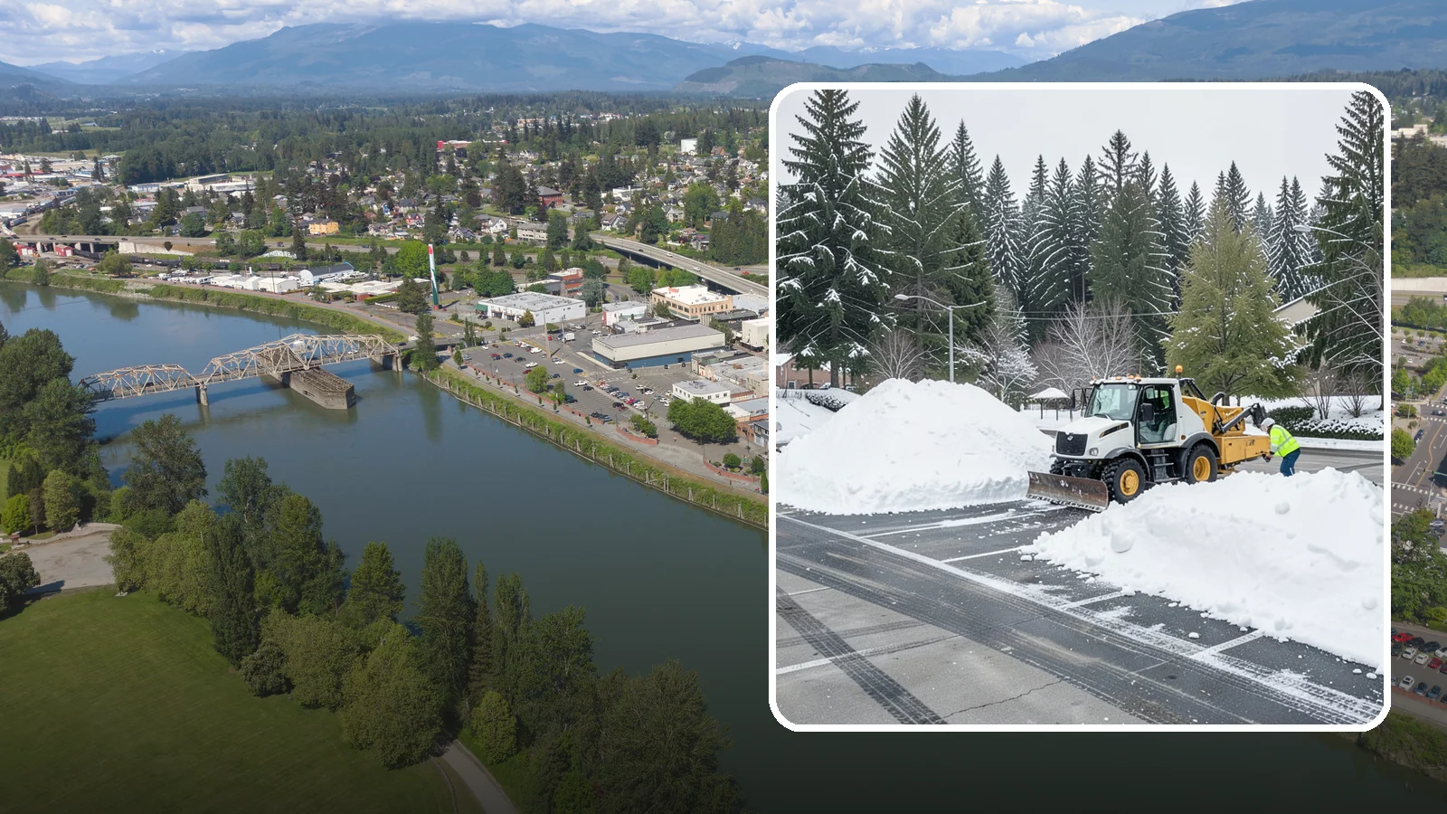 Parking Lot Snow Relocation in Mount Vernon, Skagit County, WA - We reposition plowed snow into out-of-the-way piles so your lot stays open and safe.