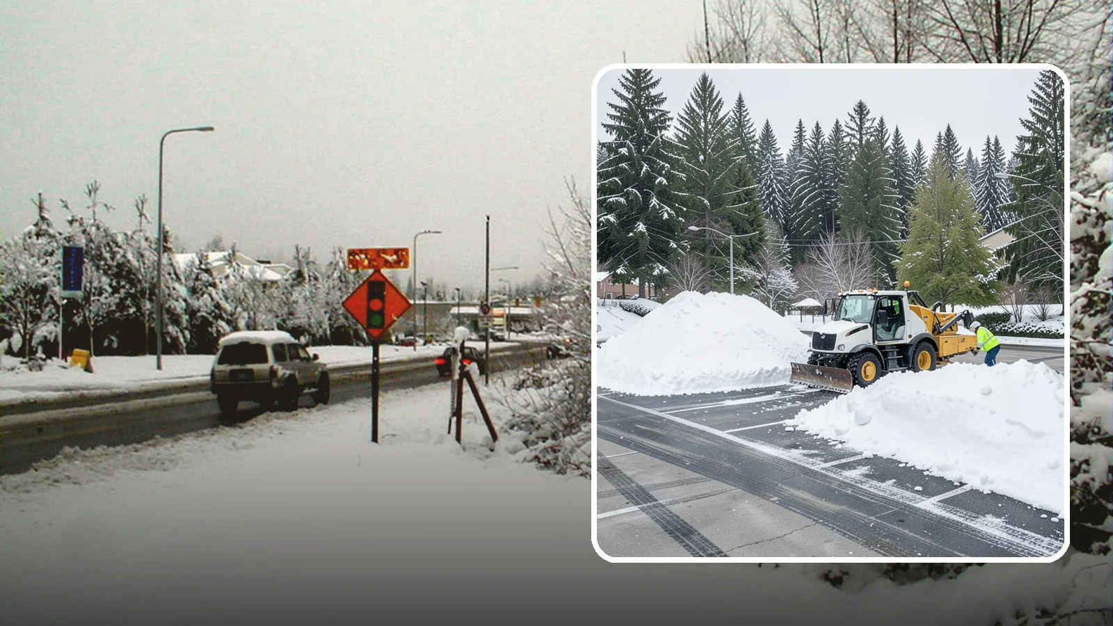 Parking Lot Snow Relocation in Newcastle, King County, WA - We reposition plowed snow into out-of-the-way piles so your lot stays open and safe.