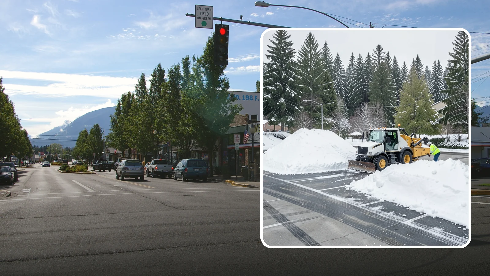 Parking Lot Snow Relocation in North Bend, King County, WA - We reposition plowed snow into out-of-the-way piles so your lot stays open and safe.