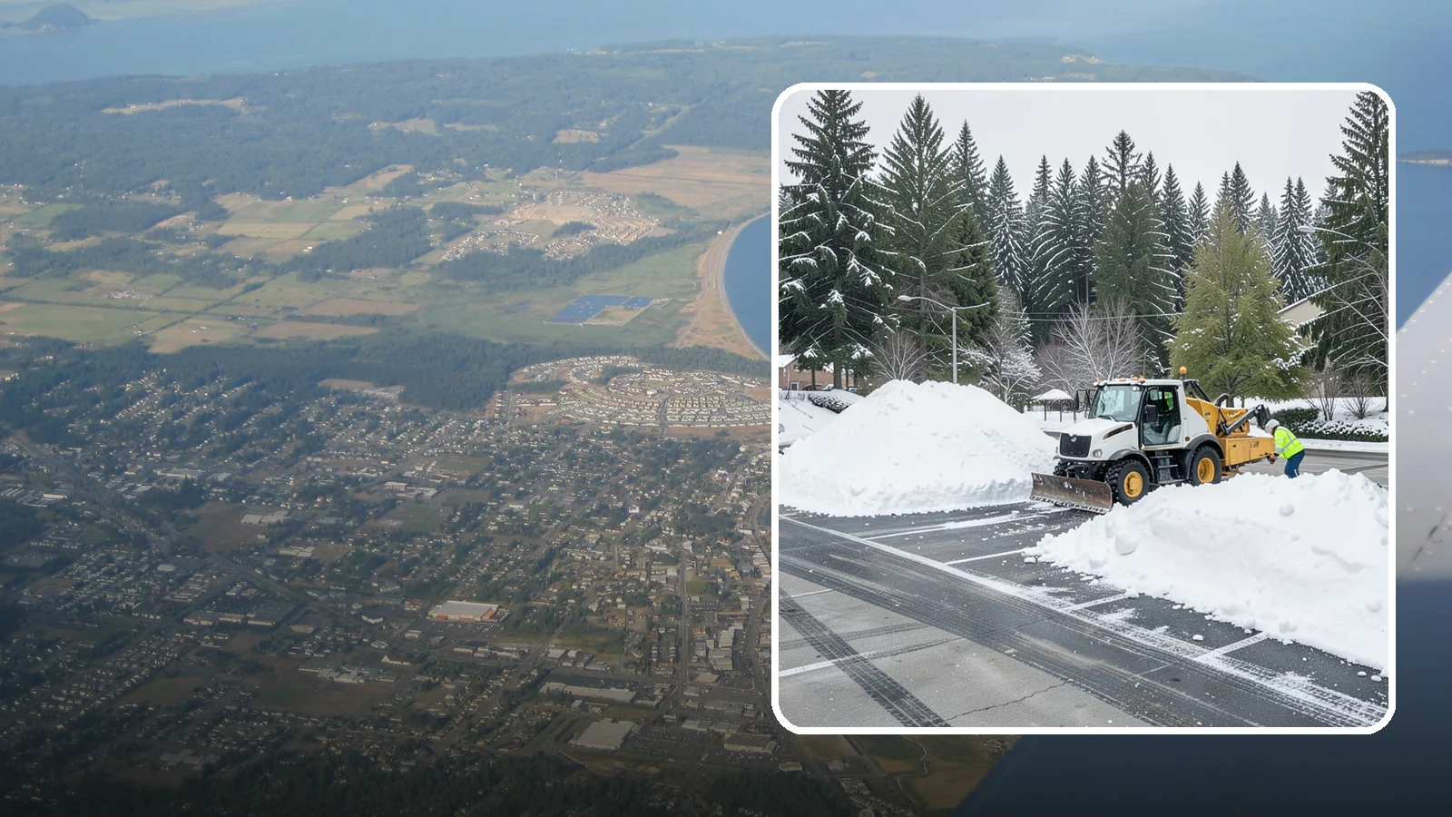Parking Lot Snow Relocation in Oak Harbor, Island County, WA - We reposition plowed snow into out-of-the-way piles so your lot stays open and safe.