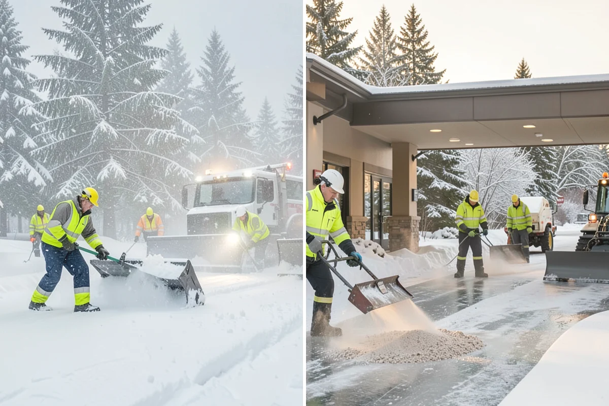 Parking Lot Snow Relocation in Oak Harbor, Island County, WA - We designate stacking corners during the pre-season walk