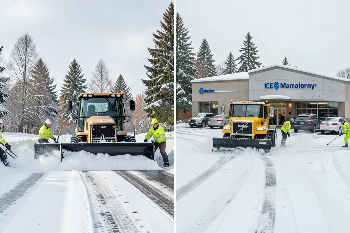 Parking Lot Snow Relocation in Pacific, King County, WA - We designate stacking corners during the pre-season walk