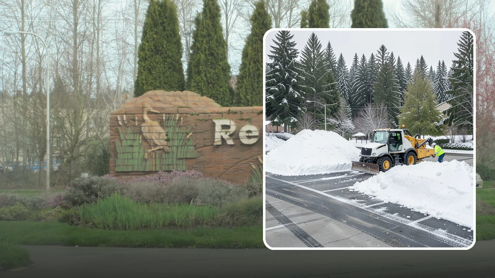 Parking Lot Snow Relocation in Renton, King County, WA - We reposition plowed snow into out-of-the-way piles so your lot stays open and safe.