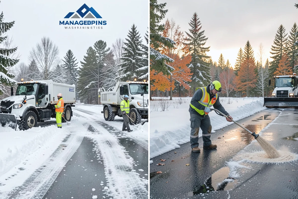Parking Lot Snow Relocation in Renton, King County, WA - We designate stacking corners during the pre-season walk
