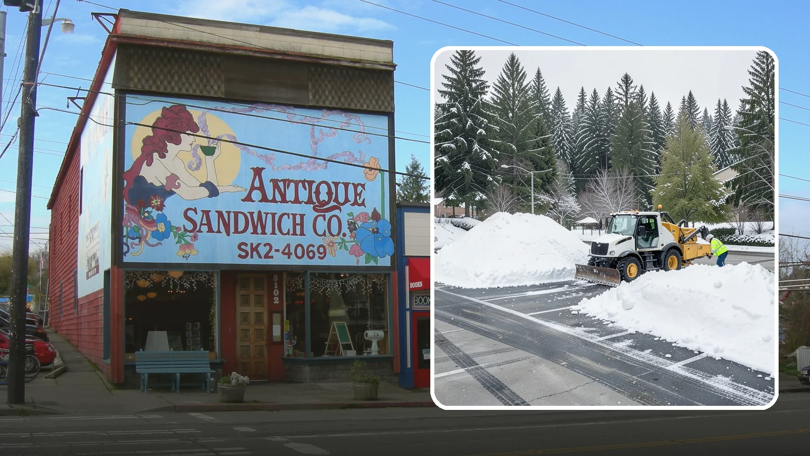 Parking Lot Snow Relocation in Ruston, Pierce County, WA - We reposition plowed snow into out-of-the-way piles so your lot stays open and safe.