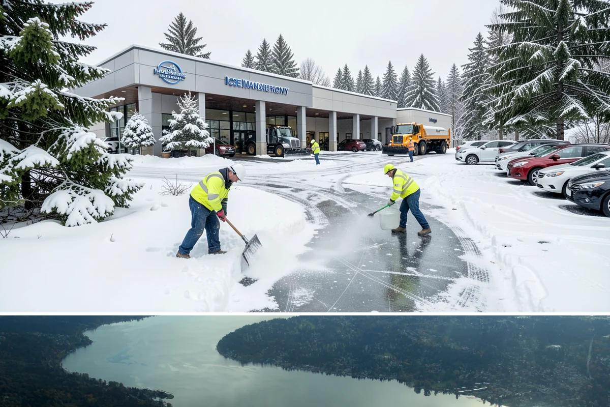 Parking Lot Snow Relocation in Sammamish, King County, WA - Relocation runs throughout the snow season whenever storms fill your primary piles.