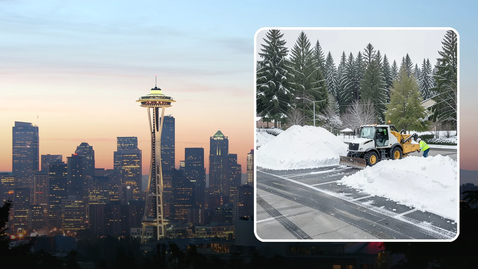 Parking Lot Snow Relocation in Seattle, King County, WA - We reposition plowed snow into out-of-the-way piles so your lot stays open and safe.