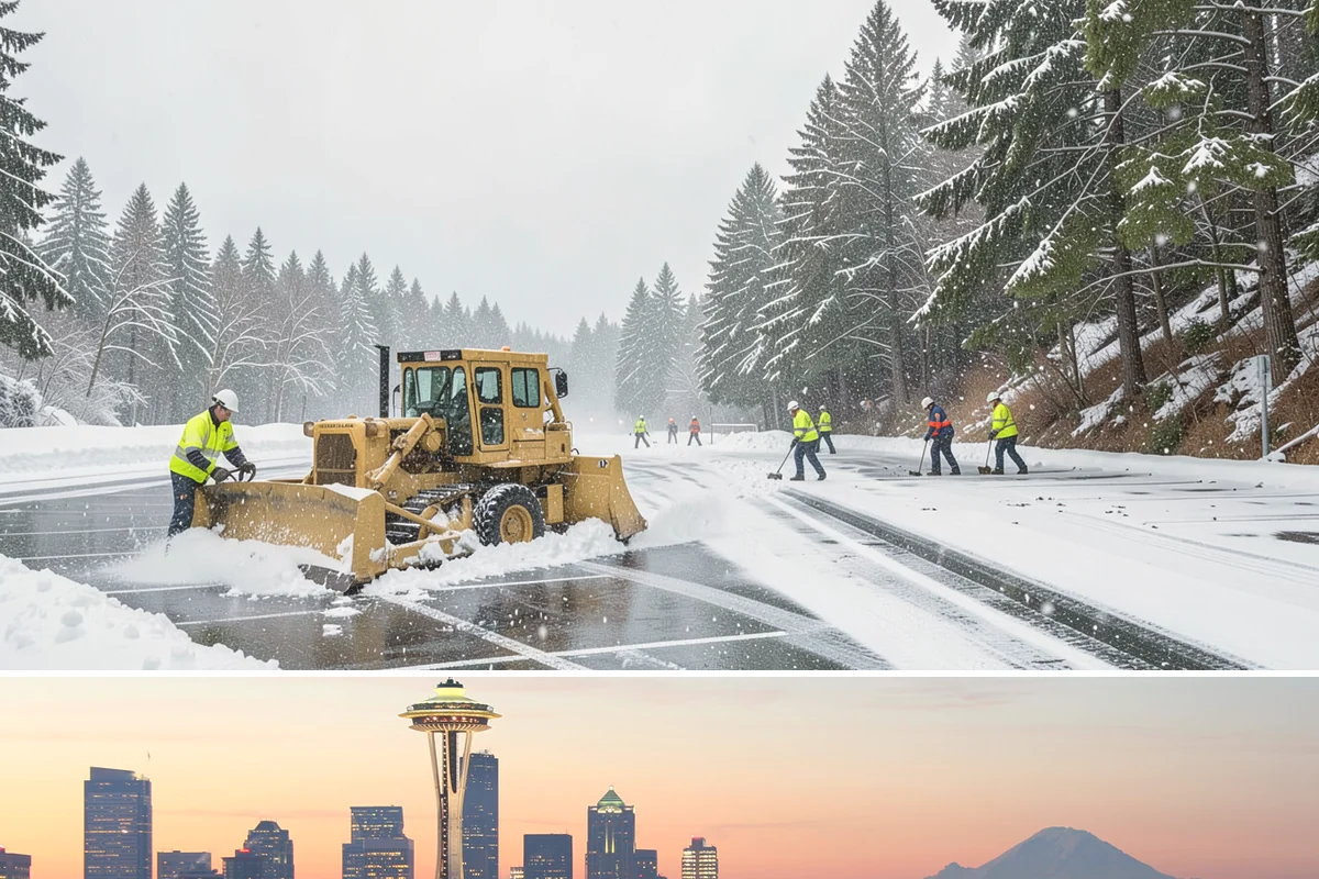 Parking Lot Snow Relocation in Seattle, King County, WA - Relocation runs throughout the snow season whenever storms fill your primary piles.
