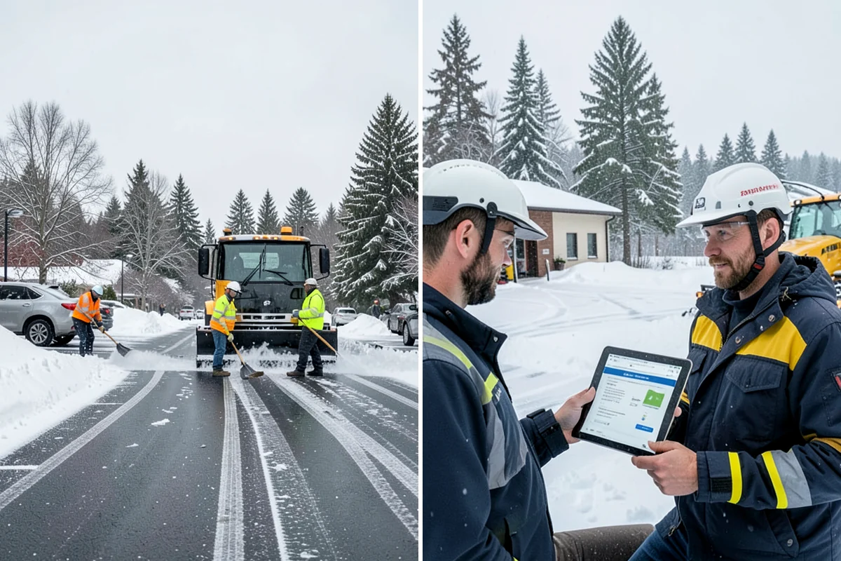 Parking Lot Snow Relocation in Sedro-Woolley, Skagit County, WA - We designate stacking corners during the pre-season walk