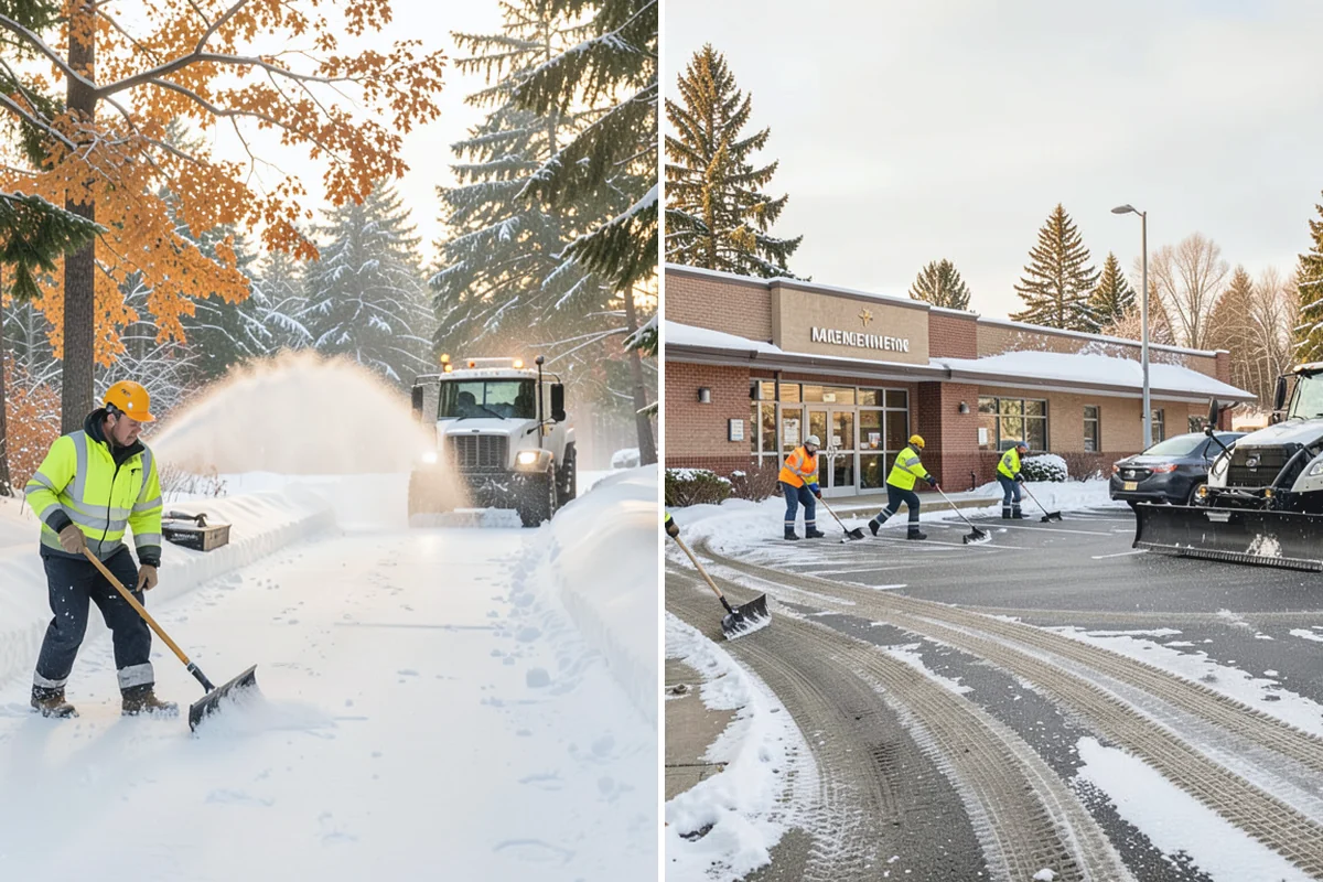 Parking Lot Snow Relocation in South Prairie, Pierce County, WA - We designate stacking corners during the pre-season walk