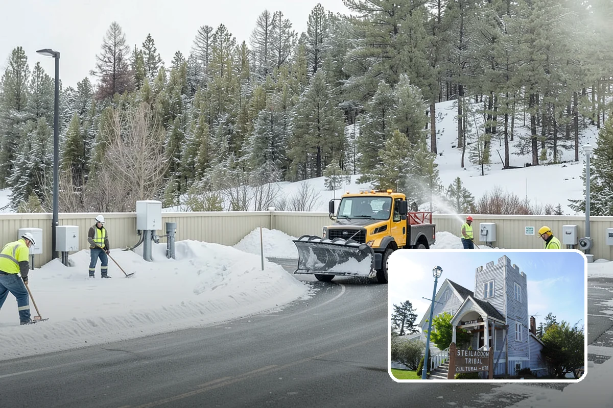 Parking Lot Snow Relocation in Steilacoom, Pierce County, WA - Keeps stalls and aisles open