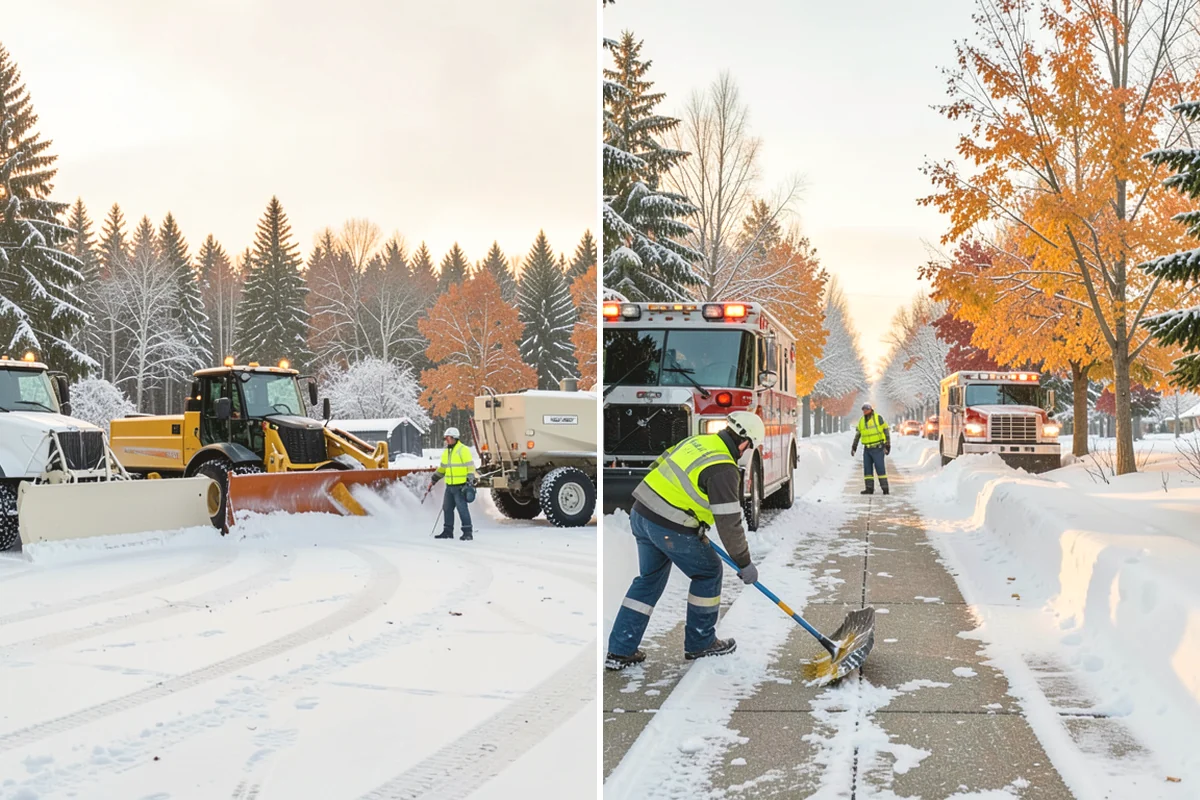 Parking Lot Snow Relocation in Steilacoom, Pierce County, WA - We designate stacking corners during the pre-season walk