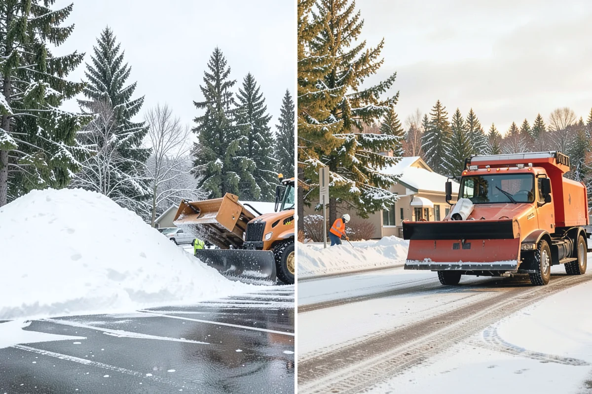 Parking Lot Snow Relocation in Sumner, Pierce County, WA - We designate stacking corners during the pre-season walk