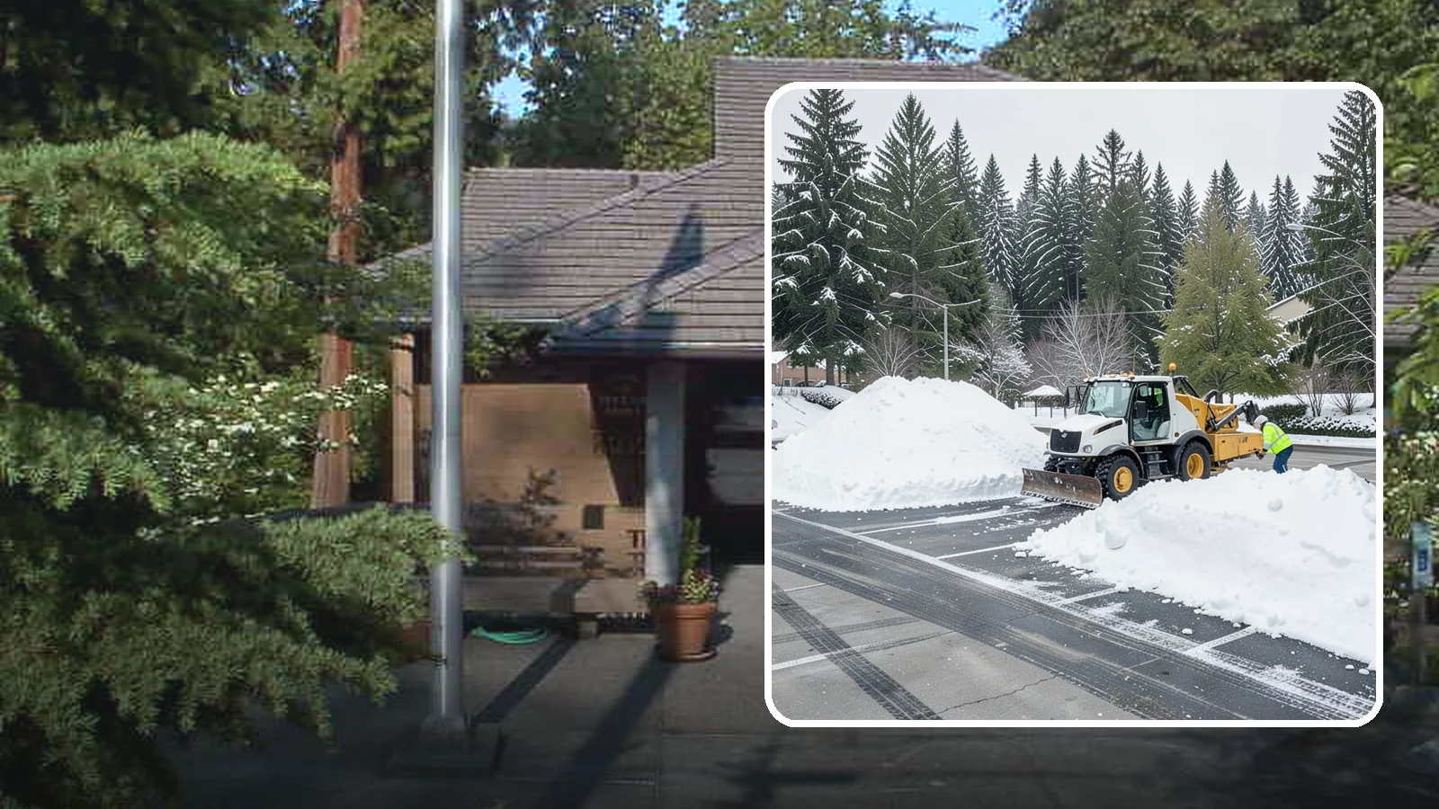 Parking Lot Snow Relocation in Yarrow Point, King County, WA - We reposition plowed snow into out-of-the-way piles so your lot stays open and safe.