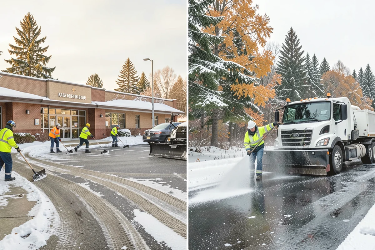 Parking Lot Snow Relocation in Yarrow Point, King County, WA - We designate stacking corners during the pre-season walk