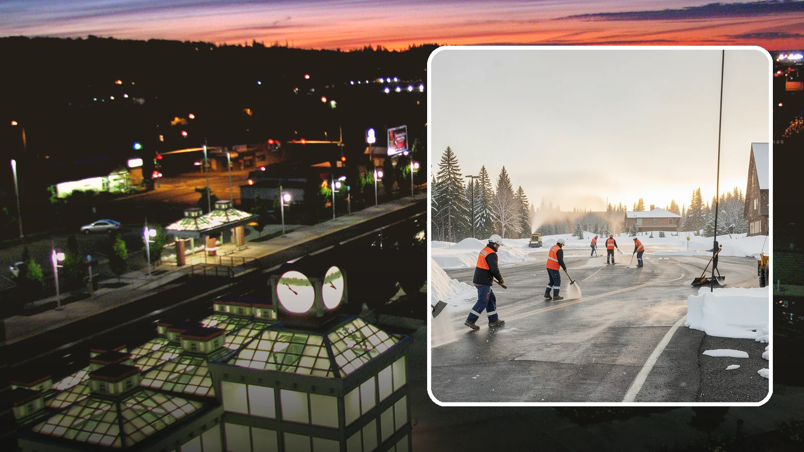 Parking Lot Snow Removal in Auburn, King County, WA - We handle the full cycle of clearing, treating, and hauling snow from commercial lots across Western Washington.