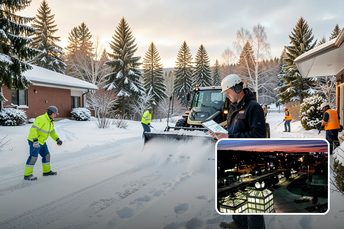 Parking Lot Snow Removal in Auburn, King County, WA - Complete surface coverage including tight corners