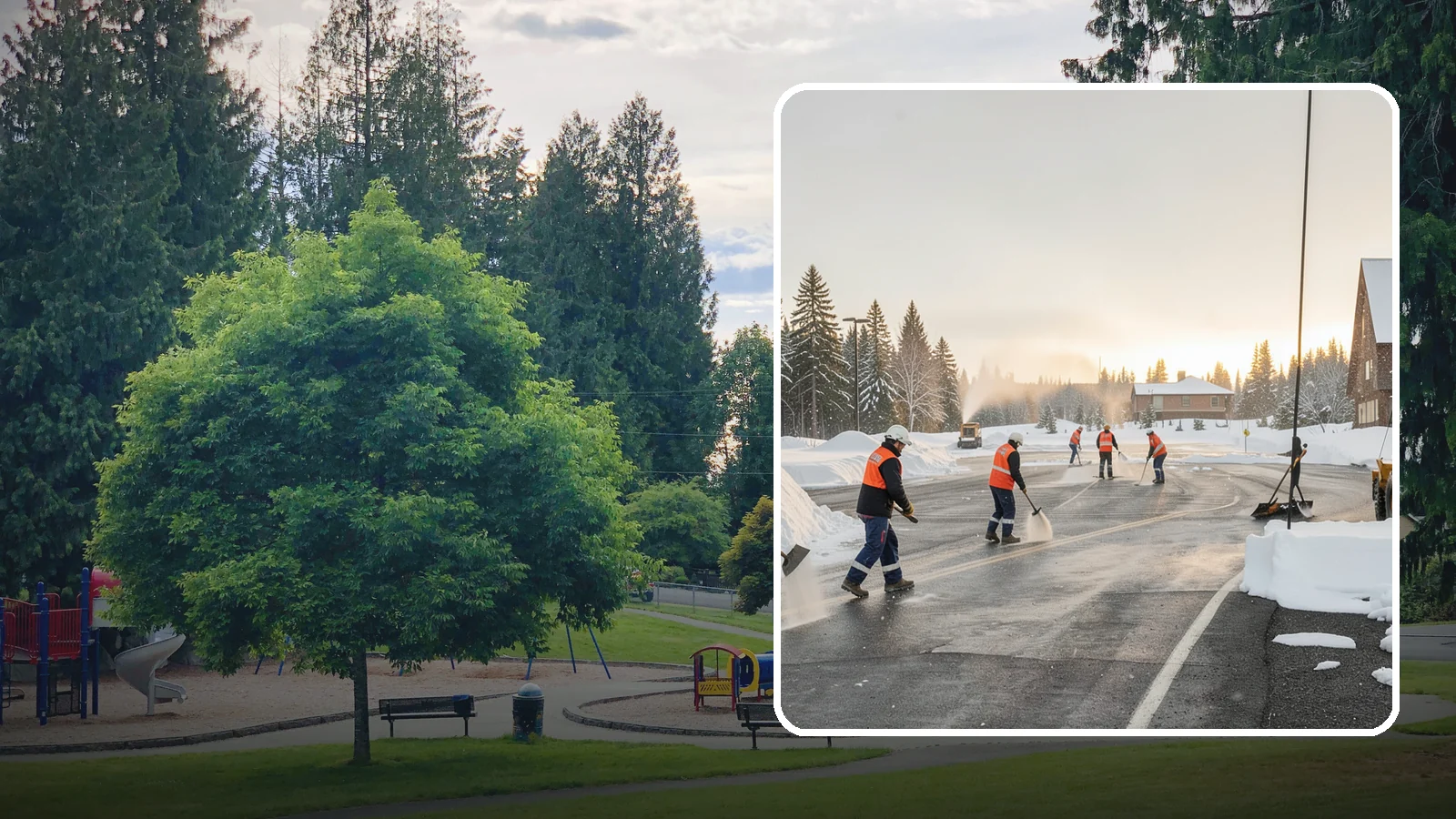 Parking Lot Snow Removal in Bonney Lake, Pierce County, WA - We handle the full cycle of clearing, treating, and hauling snow from commercial lots across Western Washington.