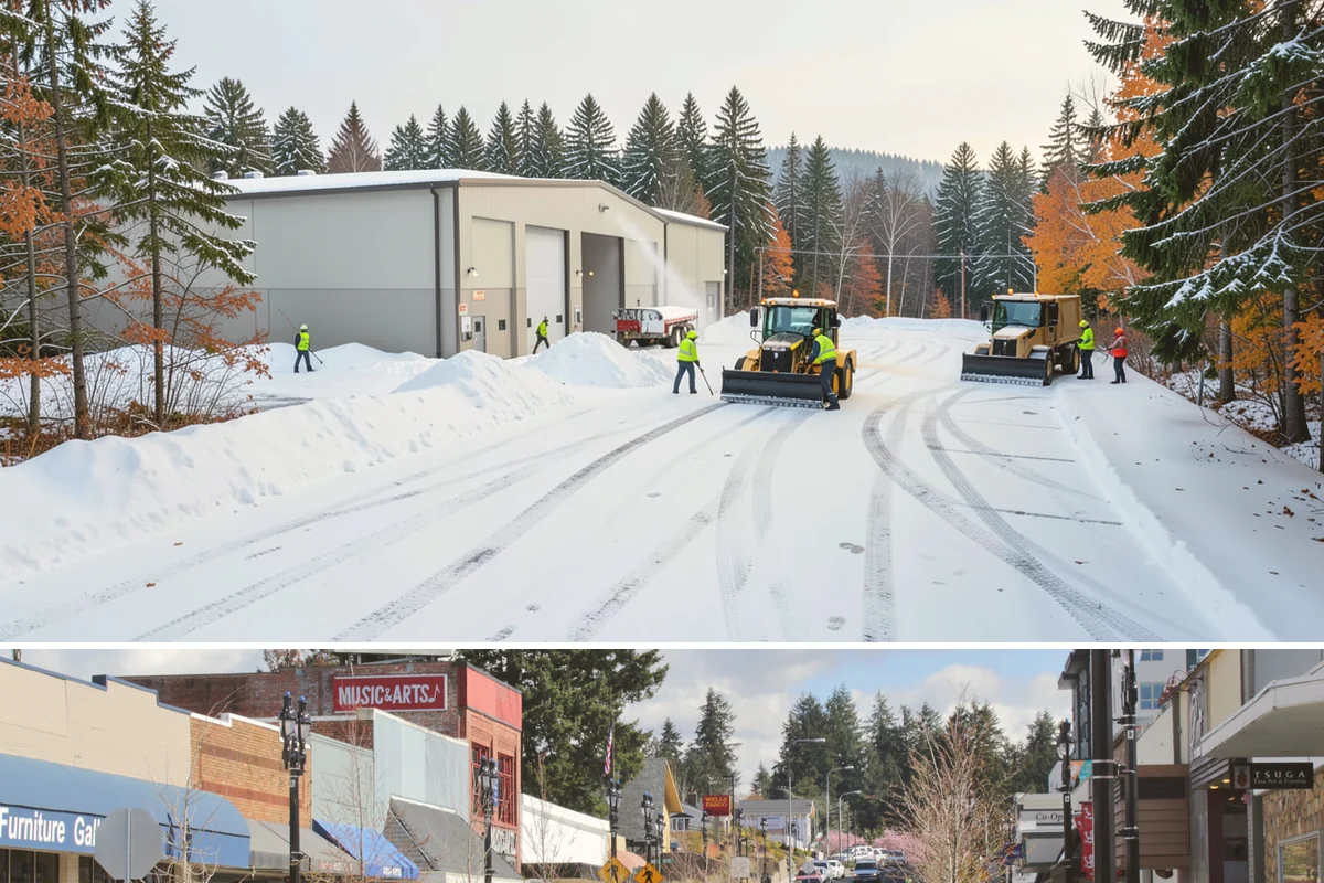 Parking Lot Snow Removal in Bothell, King County, WA - Schedule coverage from late fall through early spring when convergence-zone snow can hit the lowlands.