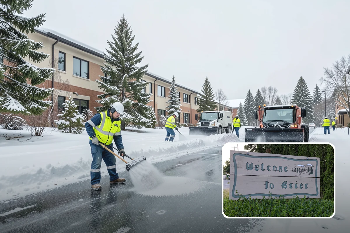 Parking Lot Snow Removal in Brier, Snohomish County, WA - Complete surface coverage including tight corners