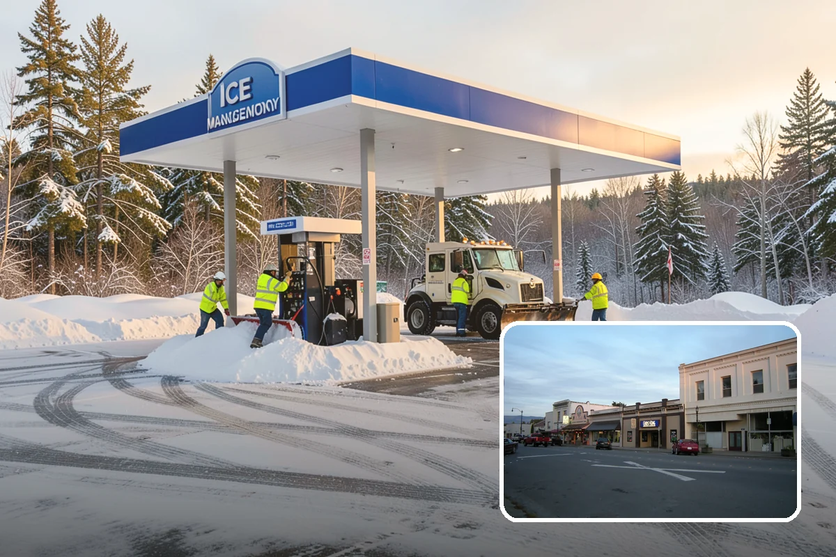 Parking Lot Snow Removal in Burlington, Skagit County, WA - Complete surface coverage including tight corners