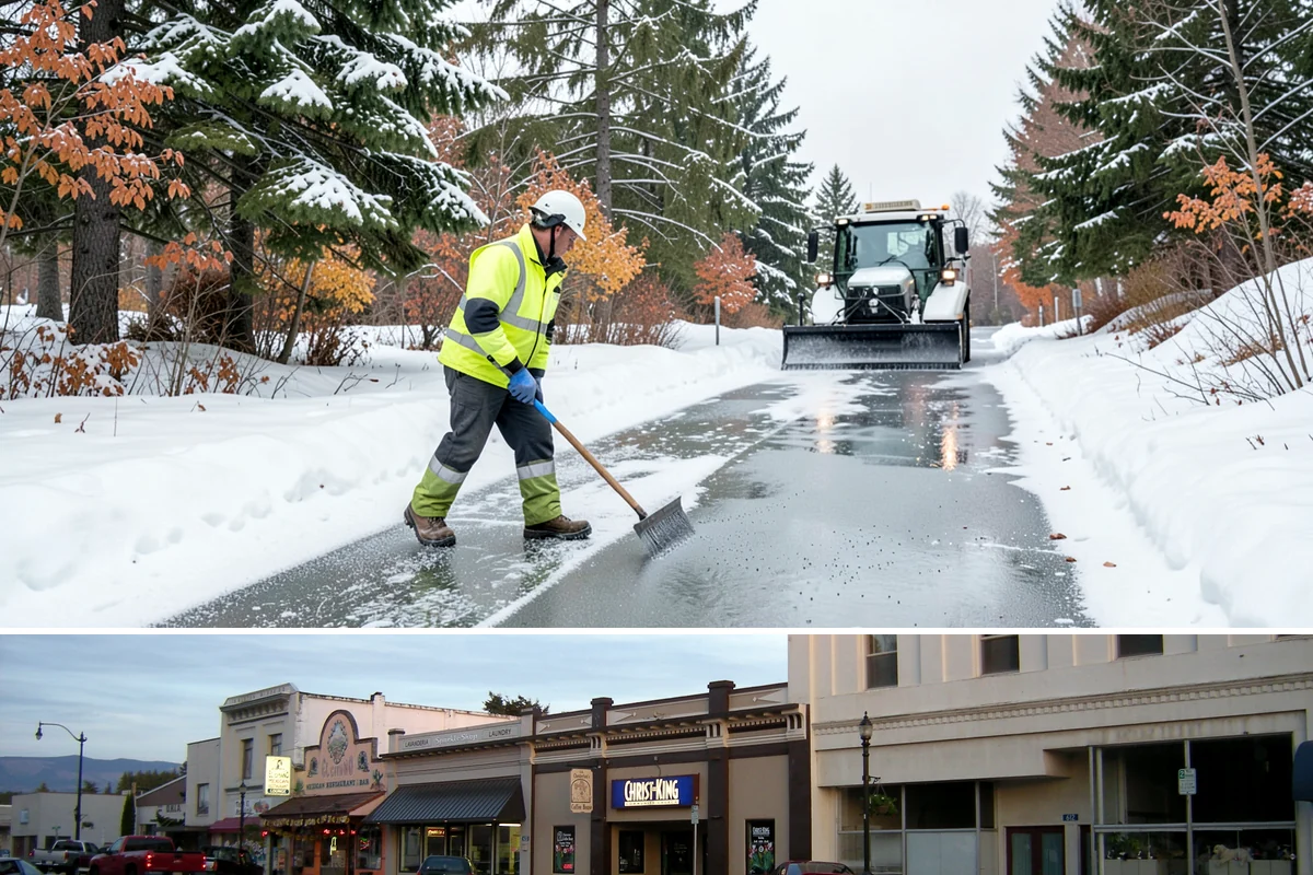 Parking Lot Snow Removal in Burlington, Skagit County, WA - Schedule coverage from late fall through early spring when convergence-zone snow can hit the lowlands.