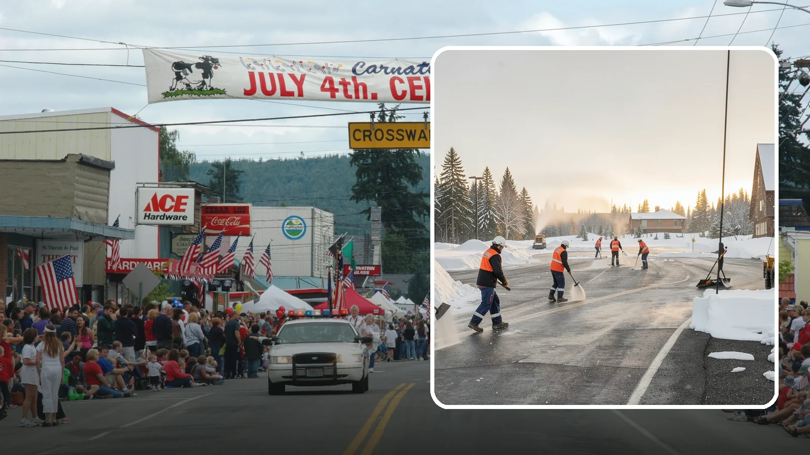Parking Lot Snow Removal in Carnation, King County, WA - We handle the full cycle of clearing, treating, and hauling snow from commercial lots across Western Washington.